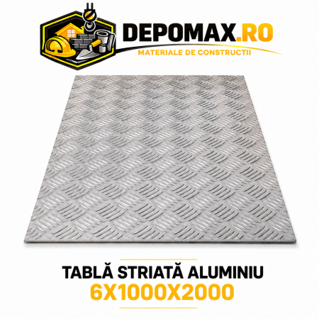 Tabla aluminiu striata 6mm , 1000x2000mm (5754)